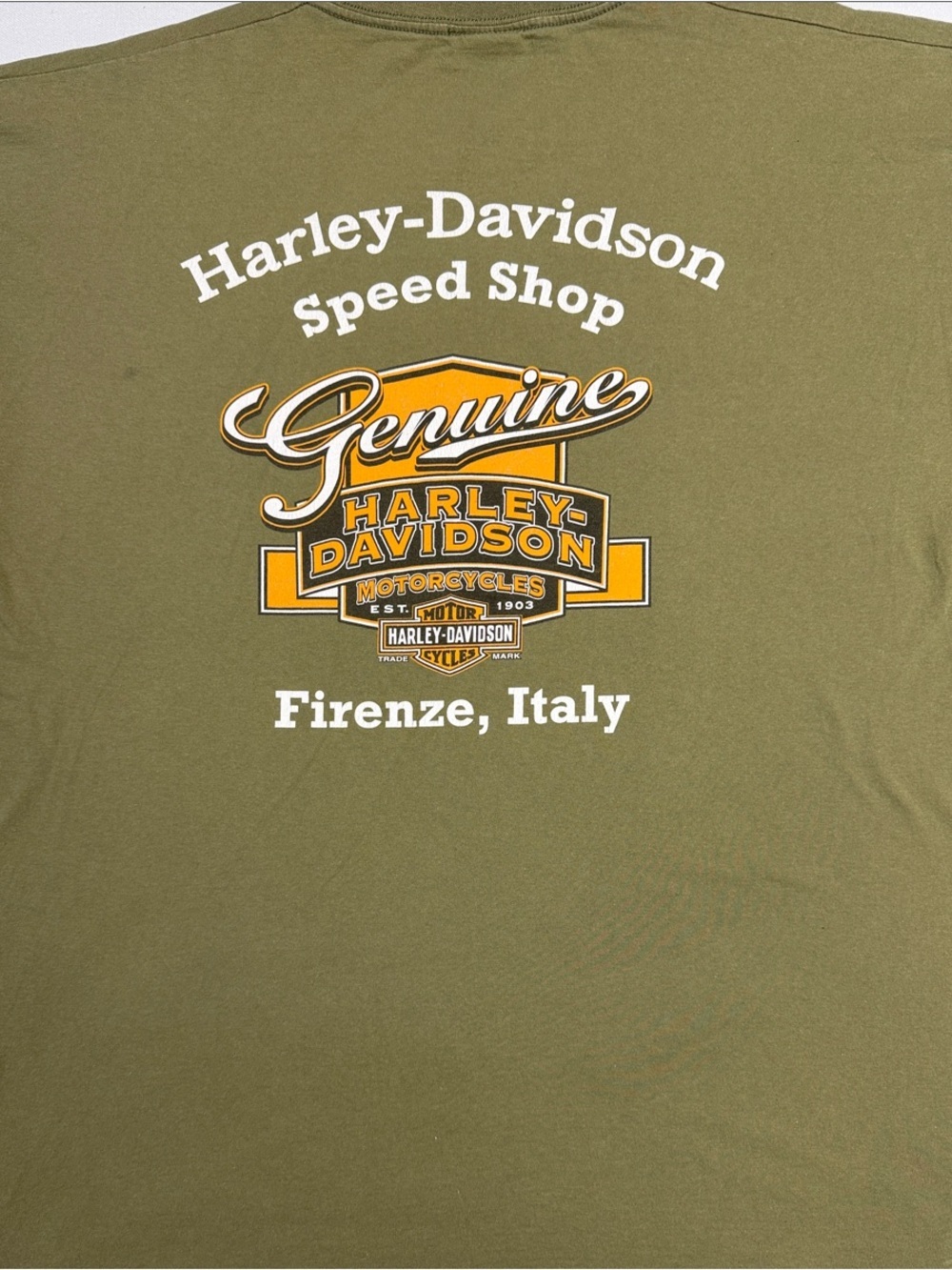 Harley-Davidson Olive Green Gallo Nero Run Graphic Tee with Yellow & Red Accents - Picture 2 of 11